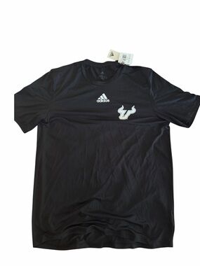 USF NWT adidas Black USF Bulls Short Sleeve Performance Tee dry fit